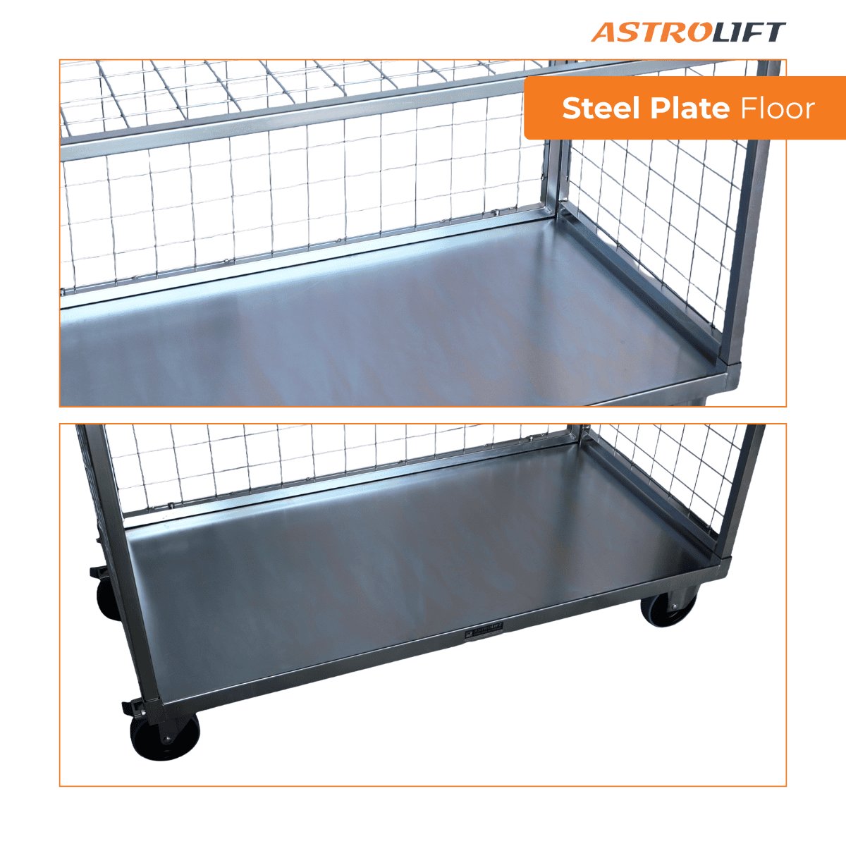 Buy Cage Trolley (Shelved - Long) in Cage Trolley from Astrolift NZ